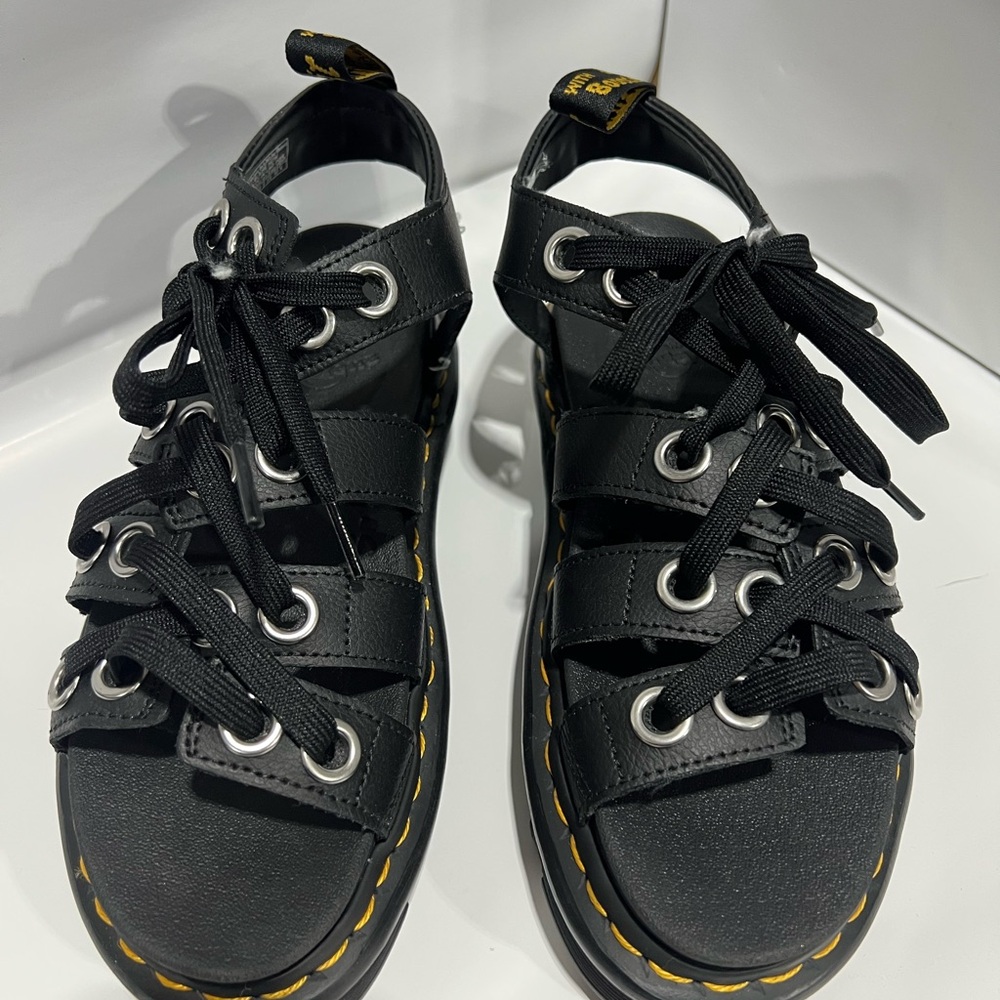 Dr. Martens Black Blaire Hardware Athena Leather Strap Sandals - Picture 4 of 10